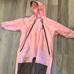 Tuffo Pink and Grey rain suit girls age 5T barely worn 1 piece